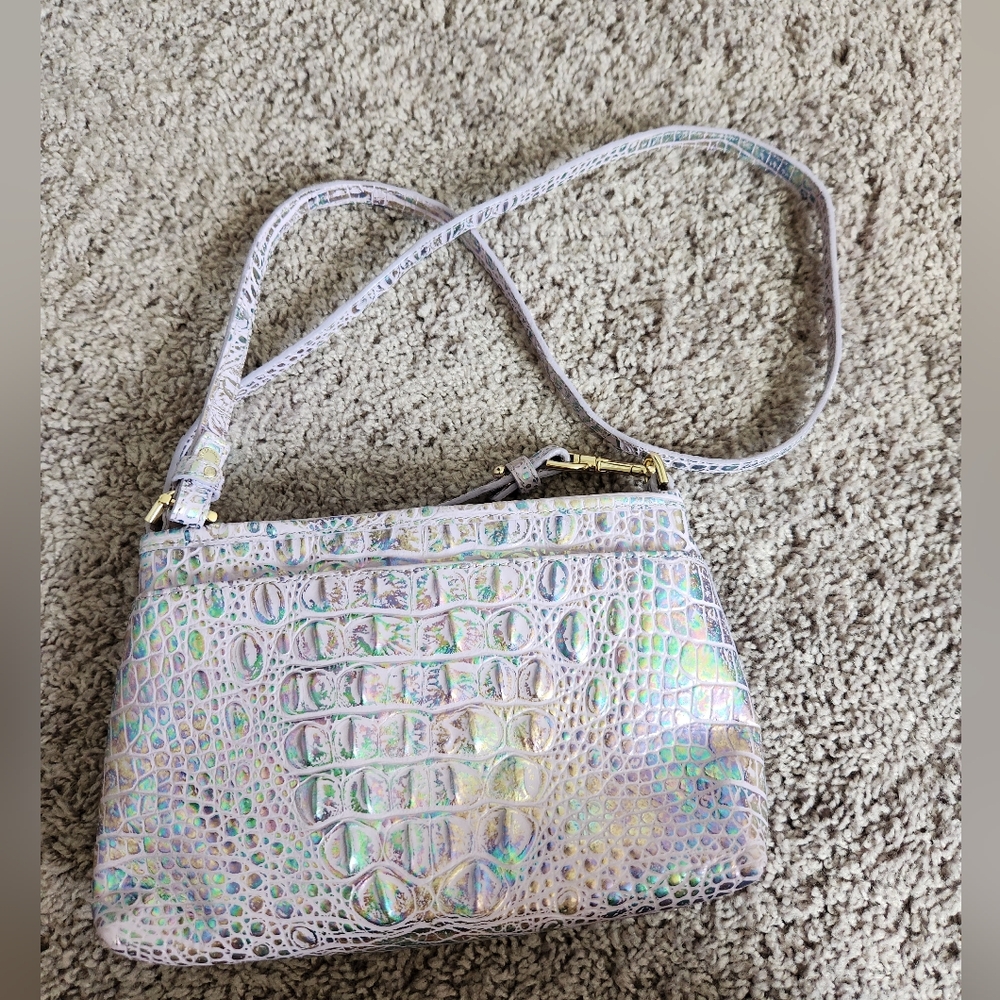 Brahmin Violet Wonderland Crocodile Embossed Crossbody Bag - Picture 7 of 12